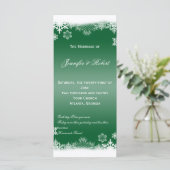 Hochzeitsprogramm für grüne und weiße Schneeflocke Programm (Stehend Vorderseite)