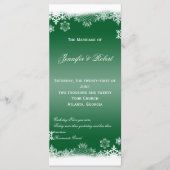 Hochzeitsprogramm für grüne und weiße Schneeflocke Programm (Vorderseite)