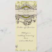 Hochzeitsprogramm für grüne Vintage Blumen Programm (Vorderseite)