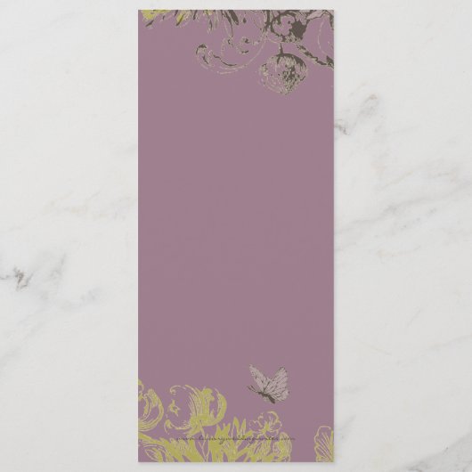 Hochzeitsprogramm für grüne Vintage Blumen Programm (Rückseite)