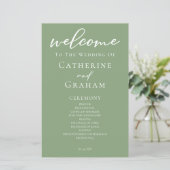 Hochzeitsprogramm für grüne weiße Typografie (Stehend Vorderseite)