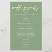 Hochzeitsprogramm für grüne weiße Typografie (Rückseite)
