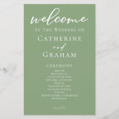 Hochzeitsprogramm für grüne weiße Typografie (Vorderseite)