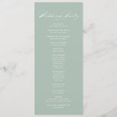 Hochzeitsprogramm für grüne Weißkalligrafie Programm (Rückseite)
