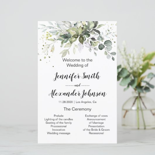 Hochzeitsprogramm für Grünpflanzen (Stehend Vorderseite)