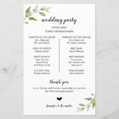 Hochzeitsprogramm für Grünpflanzen (Rückseite)