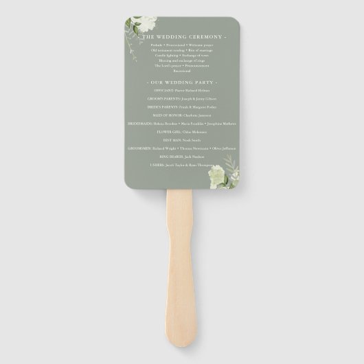 Hochzeitsprogramm für Grünpflanzen im Grünen Fächer (Rückseite)