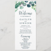 Hochzeitsprogramm für Grünpflanzen und Eukalyptus Programm (Vorderseite)