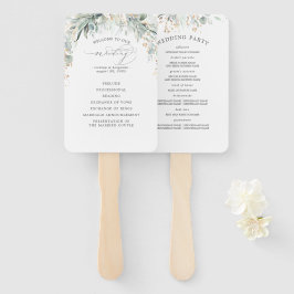 Hochzeitsprogramm für Grünpflanzen und Gold-Blätte Fächer