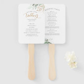 Hochzeitsprogramm für Grünpflanzen und Gold-Blätte Fächer (Vorne und Hinten)