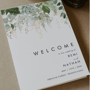 Hochzeitsprogramm für Grünpflanzen und Goldleder Programm