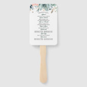 Hochzeitsprogramm für Grünpflanzen und Rosen in Ro Fächer (Rückseite)