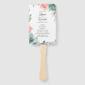 Hochzeitsprogramm für Grünpflanzen und Rosen in Ro Fächer (Vorderseite)