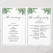 Hochzeitsprogramm für Grünpflanzen und Silber, ele (Rückseite)