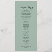 Hochzeitsprogramm für Grünpflanzen und Tropenkalli Programm (Rückseite)