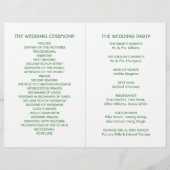 Hochzeitsprogramm für Grünwaldgebiete (Rückseite)