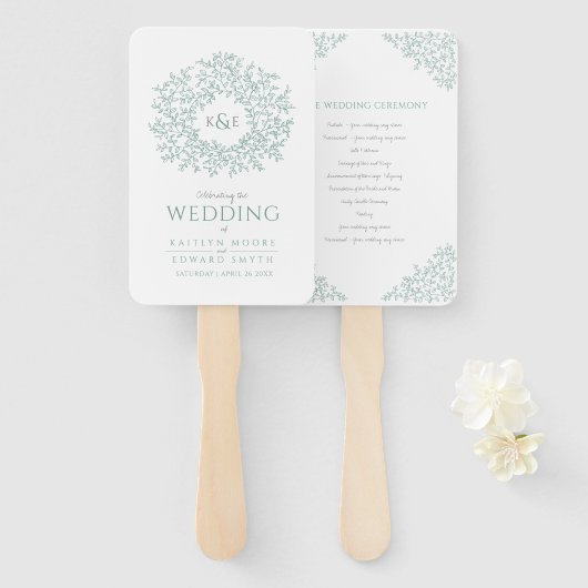 Hochzeitsprogramm für handgezogene Blütenblätter Fächer (Vorne und Hinten)