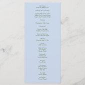 Hochzeitsprogramm für hellblaue und hellrosa Rose Menükarte (Rückseite)