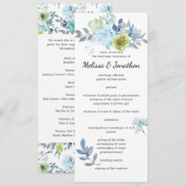 Hochzeitsprogramm für hellblaugelbe grüne Blüten Programm