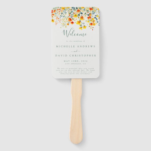 Hochzeitsprogramm für helle Wasserfarben Fächer (Vorderseite)