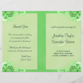 Hochzeitsprogramm für hellgrüne Blütenblätter (Vorderseite)