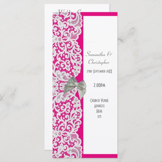 Hochzeitsprogramm für hellrosa und weiße Spitzen Programm (Vorne/Hinten)