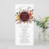 Hochzeitsprogramm für Herbst-Garten-Burgund Programm (Stehend Vorderseite)