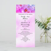 Hochzeitsprogramm für Herz-Perlen Pink-Schmetterli Programm (Stehend Vorderseite)