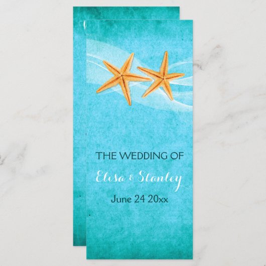 Hochzeitsprogramm für Hochzeiten am Strand Programm (Vorne/Hinten)