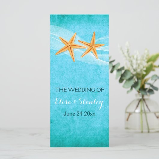 Hochzeitsprogramm für Hochzeiten am Strand Programm (Stehend Vorderseite)