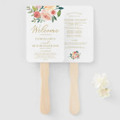 Hochzeitsprogramm für Hochzeiten in Gold Floral Fächer (Vorne und Hinten)