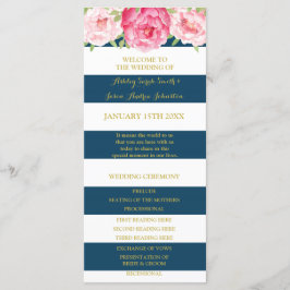 Hochzeitsprogramm für Hochzeiten in Navy Blue Stri Programm