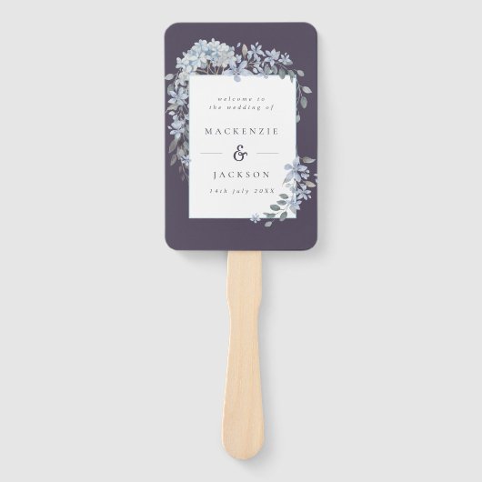 Hochzeitsprogramm für Hochzeiten von Navy Blue Hyd Fächer (Vorderseite)