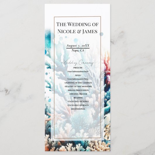 Hochzeitsprogramm für Hochzeitsfeiern im Ozean Programm (Vorderseite)