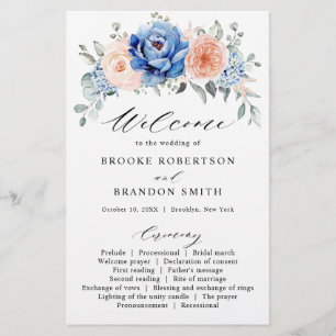 Hochzeitsprogramm für Hochzeitsfeiern mit blauem S