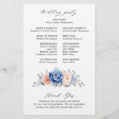 Hochzeitsprogramm für Hochzeitsfeiern mit blauem S (Rückseite)