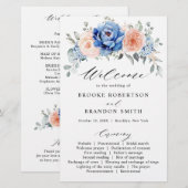 Hochzeitsprogramm für Hochzeitsfeiern mit blauem S (Vorne/Hinten)
