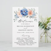 Hochzeitsprogramm für Hochzeitsfeiern mit blauem S (Stehend Vorderseite)