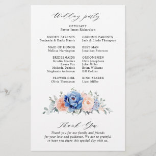 Hochzeitsprogramm für Hochzeitsfeiern mit blauem S