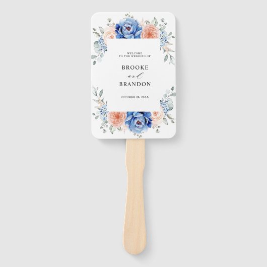 Hochzeitsprogramm für Hochzeitsfeiern mit blauem S Fächer (Vorderseite)