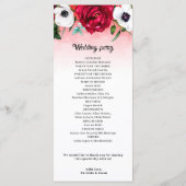 Hochzeitsprogramm für Hochzeitsfeiern mit weißer B Menükarte (Rückseite)