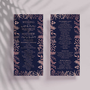 Hochzeitsprogramm für Hochzeitsleute in der Rose Werbekarte