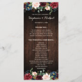 Hochzeitsprogramm für Holz aus Burgund, Rote Navy Programm (Vorderseite)