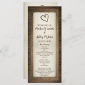 Hochzeitsprogramm für Holz, Burlap & Twine Heart Programm (Vorne/Hinten)