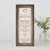 Hochzeitsprogramm für Holz, Burlap & Twine Heart Programm (Stehend Vorderseite)