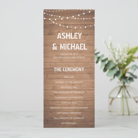 Hochzeitsprogramm für Holzkörner und Streichleucht Programm (Stehend Vorderseite)