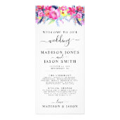 Hochzeitsprogramm für Hot Pink & Yellow Spring Werbekarte (Vorne)