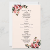 Hochzeitsprogramm für hübsche rosa rote Rosen (Rückseite)