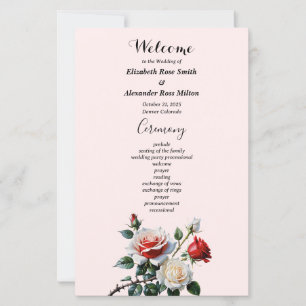 Hochzeitsprogramm für hübsche, rosa rote Rosen