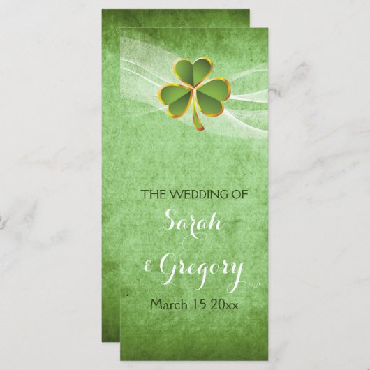 Hochzeitsprogramm für Irisch-Klee und Schleier Programm (Vorne/Hinten)